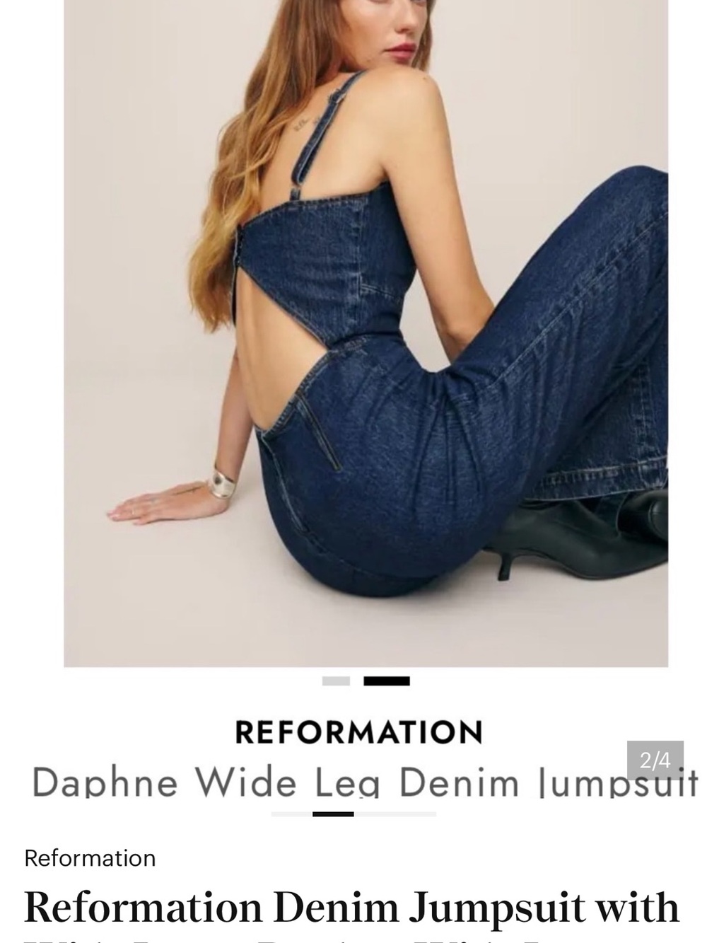 Reformation Daphne Denim Jumpsuit size 0
